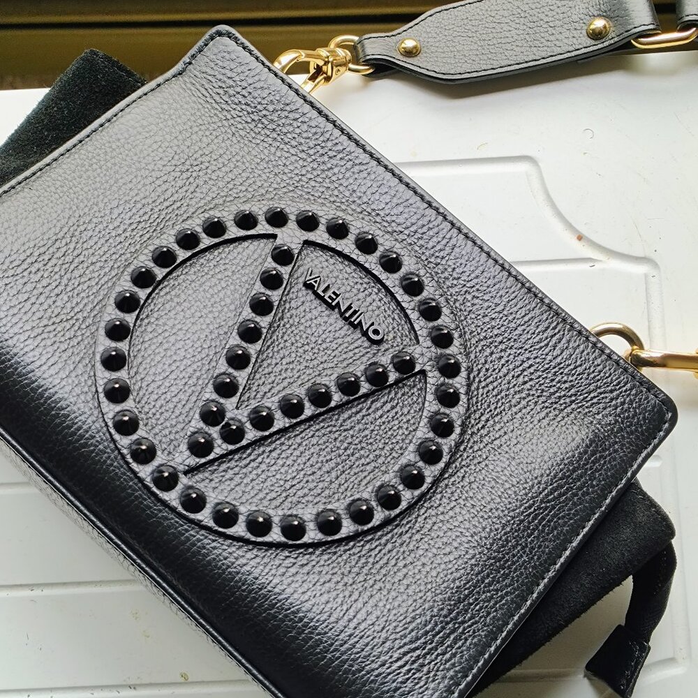 Valentino by Mario Valentino black leather crossbody bag Gold hardware